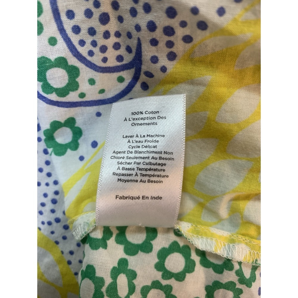 Talbots‎ Shirt Women Small Paisley Smocking Yellow Peasant Button Crochet Boho - Picture 6 of 12